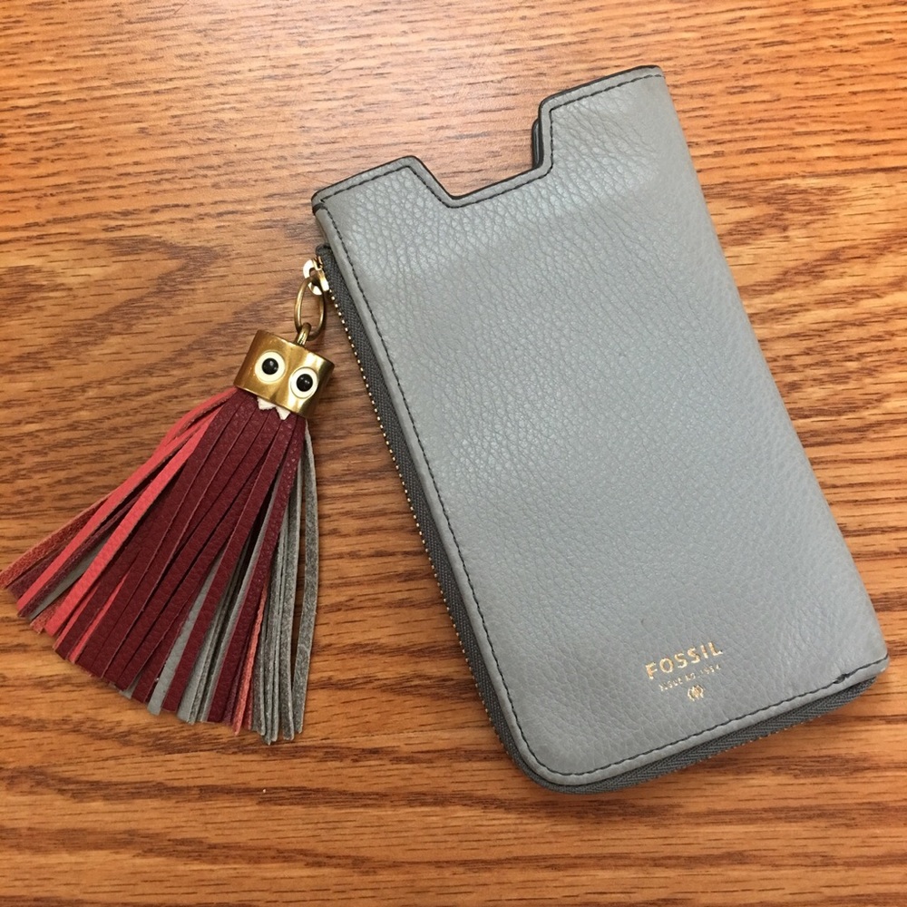 Fossil Phone Wallet Gray Tassel